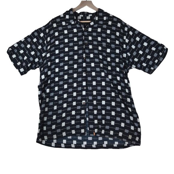 OP Other - Vintage OP Ocean Pacific Flowy Geo Print Button Up Shirt Surf Faded Black Large